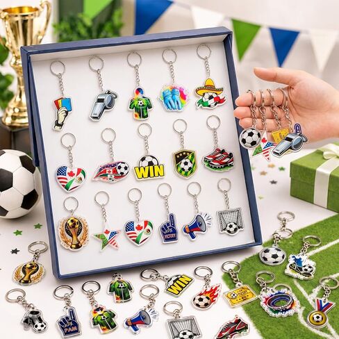 Konohan 30 Pcs Soccer Party Favors Keychains Bulk National Flags Soccer Keychain International World Party Decorations for Global Events Sports Supplies in Kuwait