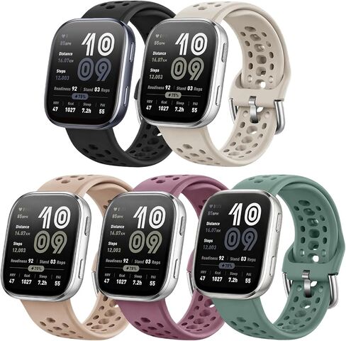 Watch Bands Compatible with Amazfit Bip 6/Bip 5/Active Max/Balance 2/Balance,5 Pack 22mm Soft Silicone Replacement Sport Strap for Amazfit GTR 4/3/3 Pro/2/2e/GTR 47mm Accessory Women Men in Kuwait