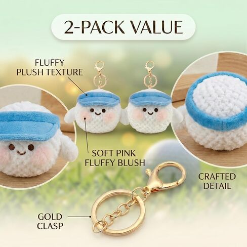 2Pcs Cute Soft Girl Golf Bag Charm, 3.2 Inches Golf Cart Keychain Charm, Portable Plush Golf Ball Key Ring Pendant Gift for Golfer, Coach, Sports Fans, Birthday Party in Kuwait