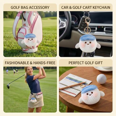2Pcs Cute Soft Girl Golf Bag Charm, 3.2 Inches Golf Cart Keychain Charm, Portable Plush Golf Ball Key Ring Pendant Gift for Golfer, Coach, Sports Fans, Birthday Party in Kuwait
