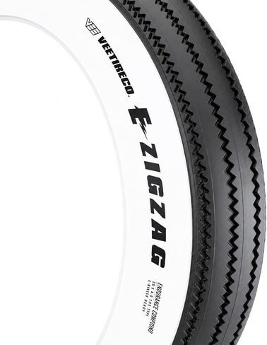 Vee Tire 20x4.0 White Wall Zig Zag E-Bike 50 Tubeless Ready Tire with Folding Bead and Endurance Compound 20x4,20 x 4.0 in Kuwait