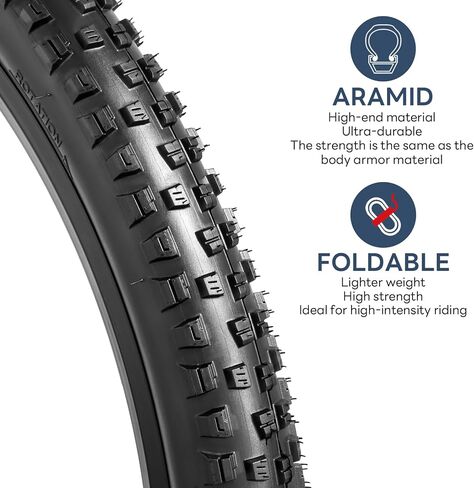 YUNSCM 27.5 Mountain Bike Tires 27.5x2.35/60-584 Lightweight Bike Tires- 60TPI Nylon,Puncture-Resistant,Compatible with MTB 27.5 x 2.35 Gravel,Off Road,Hybrid,Trail Bike Bicycle Tires-2 PCS (Y-1659) in Kuwait