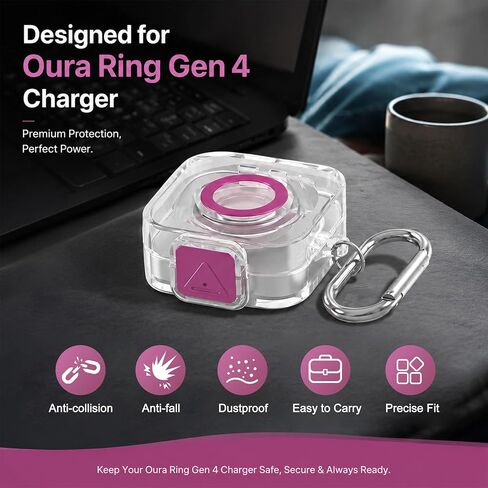 حافظة BEARDDO PC لجهاز Oura Ring Gen 4 حافظة حماية الشاحن مع قفل آمن، غطاء حماية صلب شفاف مقاوم للصدمات من البولي كربونات مع سلسلة مفاتيح (أرجواني) in Kuwait