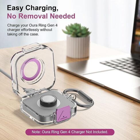 حافظة BEARDDO PC لجهاز Oura Ring Gen 4 حافظة حماية الشاحن مع قفل آمن، غطاء حماية صلب شفاف مقاوم للصدمات من البولي كربونات مع سلسلة مفاتيح (أرجواني) in Kuwait