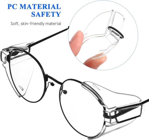 Gatuida Safety Glasses Side Shields 2 Pairs Slip on Eye Glasses Side Shields Anti-Slip On Side Shields for Safety Glasses Small to Large Eyeglasses Transparent in Kuwait