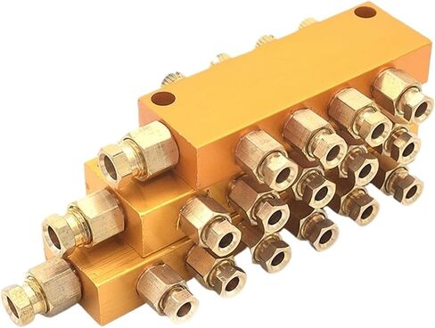 Lubrication Valve Brass Adjustable Lube Oil Distributor Value Manifold Block 2/3/4/5/6/7/8/9/10 Way(5 Way) in Kuwait