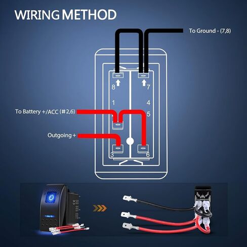 6-Pack 5 Pin SPST Rocker Switch w/Pre-Wired Jumper Wires, 20A/12V 10A/24V ON/Off, Panel Mount, Night Glow Sticker for Truck Boat Auto Marine SUV ATV Off-Road in Kuwait