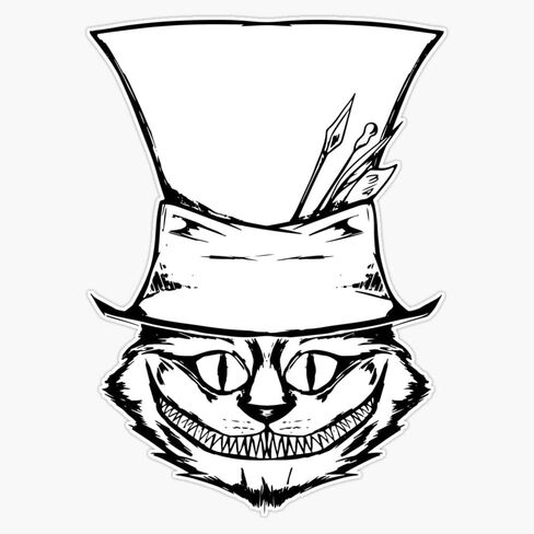 Cheshire Cat Sketch, Alice Bumper Sticker Vinyl Decal 5" in Saudi Arabia