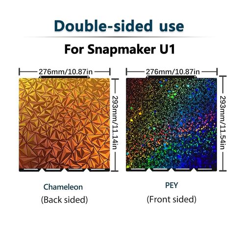 لوحة ثلاثية الأبعاد للوحة بناء Snapmaker U1 مقاس 276 × 293 مم مزدوجة الجوانب من الحرباء PEO+Starry PEY لوحة طباعة مرنة قابلة للإزالة من الفولاذ الزنبركي منصة سرير طباعة ساخنة للطابعة Snapmaker U1 ثلاثية الأبعاد in Kuwait