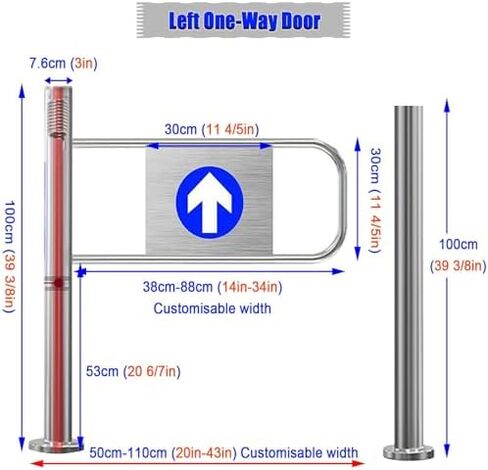 Durable Automatic Swing Gate - One-Way Security Door with Post Mount for Libraries, Stores, Malls - Ideal Access Control Solution for High Traffic Areas,Left-wxh-85x100cm in Kuwait