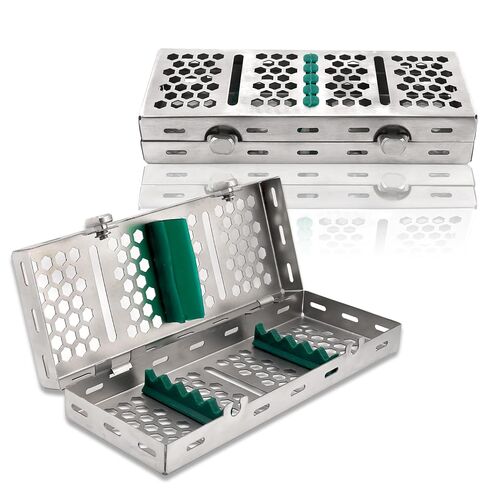 Instrument Sterilization Cassette Locking Tray Box for Up to 5 Dental Tools, Tubes, and Hand Pieces - Lab Organizer by Cynamed in Kuwait