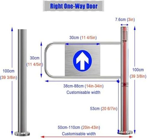 Durable Automatic Swing Gate - One-Way Security Door with Post Mount for Libraries, Stores, Malls - Ideal Access Control Solution for High Traffic Areas,Right-wxh-75x100 cm in Kuwait