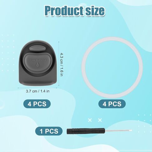 4pcs Replacement Stoppers with 4pcs Bottle Seal Rings for Owala FreeSip 24oz 32oz, BPA-Free Silicone O Ring Water Bottle Top Lid Replacement Parts for 16/19/24/32/40oz Gasket Plug Accessories(Grey) in Kuwait