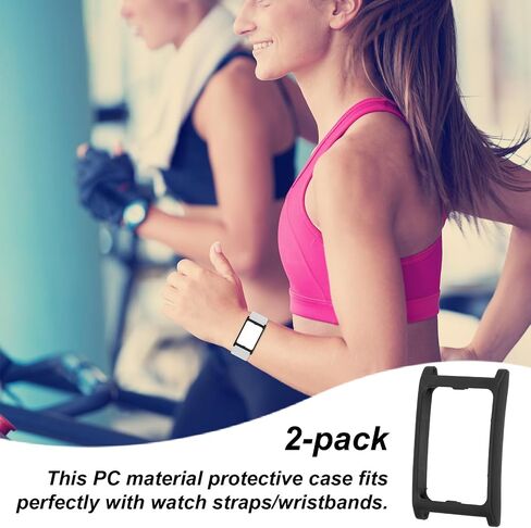 إطاران متوافقان مع سوار معصم تتبع اللياقة البدنية Amazfit Helio Strap، إطار حماية من البلاستيك الصلب من البولي كربونات للنساء والرجال (أسود) in Kuwait