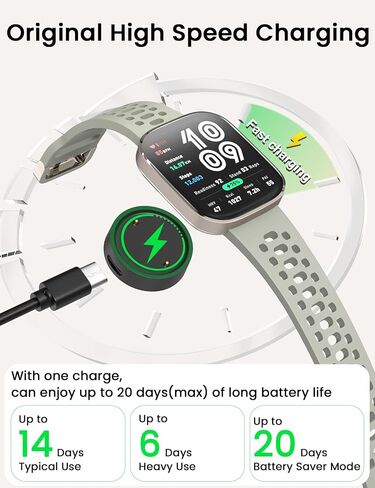 Sinoacc لـ Amazfit Bip 6، شاحن بديل لساعة Active 2 | سرعة الشحن الأصلية، حماية، قابلة للفصل والمحمولة، 3.3 قدم، عبوتان in Kuwait