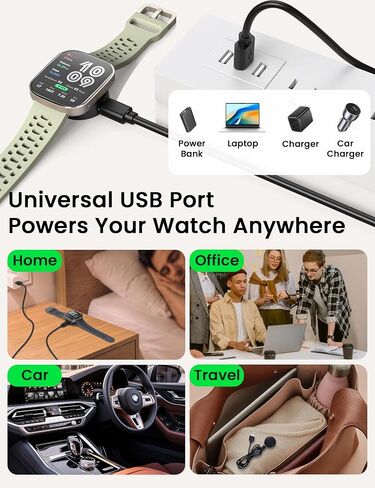 Sinoacc لـ Amazfit Bip 6، شاحن بديل لساعة Active 2 | سرعة الشحن الأصلية، حماية، قابلة للفصل والمحمولة، 3.3 قدم، عبوتان in Kuwait