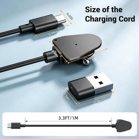 كابل شحن USB C لنظارات Ray-Ban Meta & Oakley HSTN الذكية، 3.3FT/1M | لـ Ray-Ban Gen1/2 Wayfarer، Skyler، Headliner & Scriber، شاحن محمول مع منفذ USB C لملحقات النظارات Meta AI in Kuwait