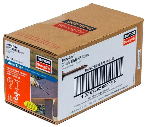 Simpson Strong-Tie SDWS22300DB-RP1 Strong-Drive SDWS Timber Screw (Exterior Grade) — 0.220 in. x 3 in. T40, Tan in Kuwait