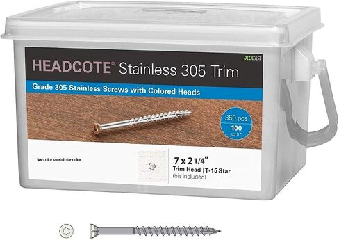 Starborn Headcote Stainless Steel Trim Head White Screws - #7 X 2-1/4" 305 Stainless Steel - 350 Count in Kuwait