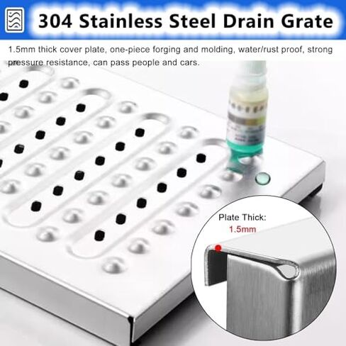 304 Stainless Steel Outdoor Drain Grate Cover - Heavy-Duty Anti-Slip Sewer Grate for Kitchen, Balcony, Garden, and Sidewalk Drainage Solutions in Kuwait