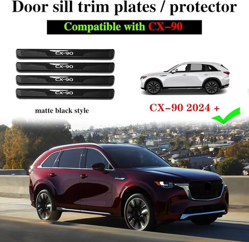 Door Sill Protector Trim Guard for Mazda CX-90 cx90 2024 2025 2026, Auto Interior Accessories Plates Cover Accessory Kick Panels (B) in Saudi Arabia