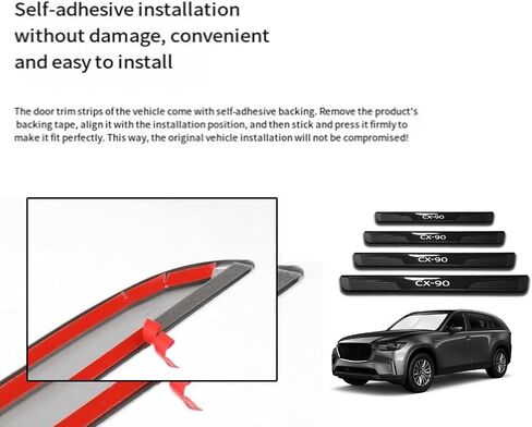 Door Sill Protector Trim Guard for Mazda CX-90 cx90 2024 2025 2026, Auto Interior Accessories Plates Cover Accessory Kick Panels (B) in Saudi Arabia