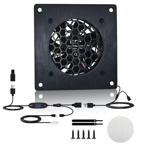 80mm Thermostat-Controlled Cabinet Cooling Fan – 5V/12V Dual Voltage, 10-Speed Adjustable, Ultra-Quiet – for Server Racks,AV Cabinets,RVs& Greenhouses in Kuwait