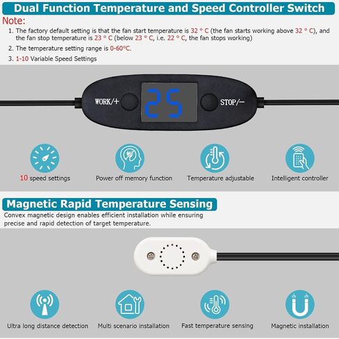 80mm Thermostat-Controlled Cabinet Cooling Fan – 5V/12V Dual Voltage, 10-Speed Adjustable, Ultra-Quiet – for Server Racks,AV Cabinets,RVs& Greenhouses in Kuwait