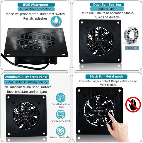 80mm Thermostat-Controlled Cabinet Cooling Fan – 5V/12V Dual Voltage, 10-Speed Adjustable, Ultra-Quiet – for Server Racks,AV Cabinets,RVs& Greenhouses in Kuwait