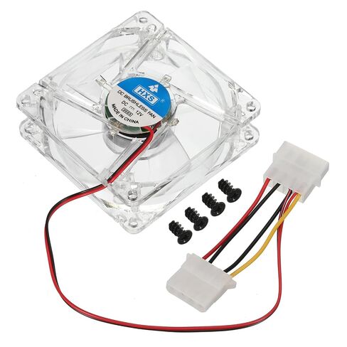 Generic Clear Computer Case Fan 1800RPM 80mm 4 Pin Blue Light LED Silent Cooling Fan 4 LED 12V for Desktop Computer Radiators with 4 Screws in Kuwait