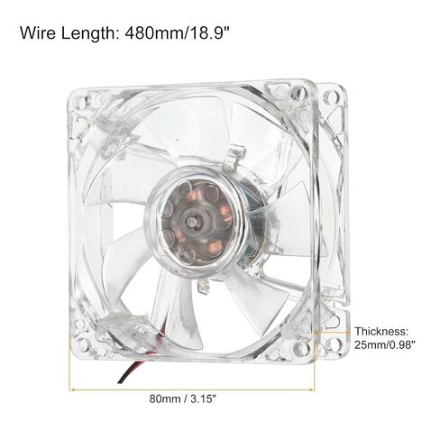 Generic Clear Computer Case Fan 1800RPM 80mm 4 Pin Blue Light LED Silent Cooling Fan 4 LED 12V for Desktop Computer Radiators with 4 Screws in Kuwait