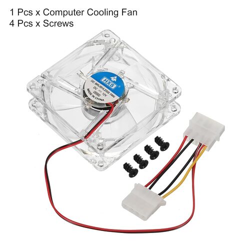 Generic Clear Computer Case Fan 1800RPM 80mm 4 Pin Blue Light LED Silent Cooling Fan 4 LED 12V for Desktop Computer Radiators with 4 Screws in Kuwait
