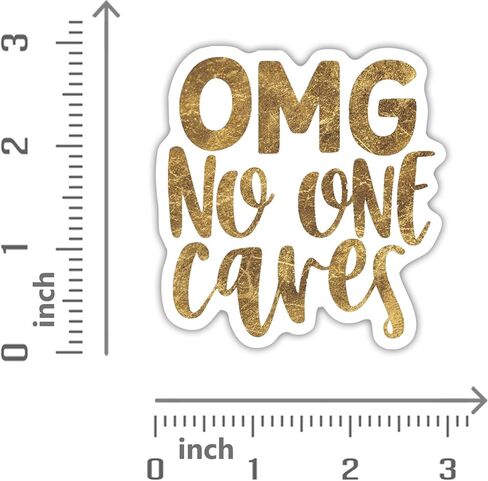 (5 Pack) OMG No One Cares Stickers - Funny Sarcastic Sarcasm Sassy - On Longest Side - Premium Vinyl - for Cars, Trucks, Skateboards, Laptops. 3 Inches in Kuwait