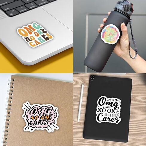 (5 Pack) OMG No One Cares Stickers - Funny Sarcastic Sarcasm Sassy - On Longest Side - Premium Vinyl - for Cars, Trucks, Skateboards, Laptops. 3 Inches in Kuwait