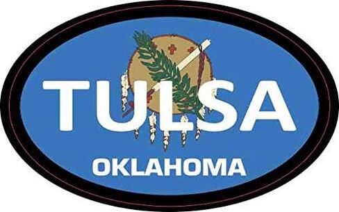 StickerTalk Oval Oklahoma Flag Tulsa Vinyl Sticker, 4 inches by 2.5 inches in Kuwait