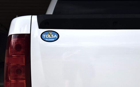 StickerTalk Oval Oklahoma Flag Tulsa Vinyl Sticker, 4 inches by 2.5 inches in Kuwait
