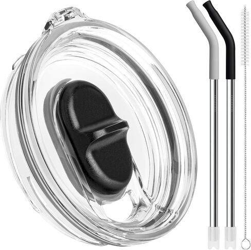 غطاء قوي سعة 20 أونصة لكوب السفر YETI Rambler، غطاء بديل مانع للتسرب مع مجموعة قش، شرب مزدوج (رشفة مباشرة أو قش)، أغطية ملتوية تناسب كوب YETI سعة 20 أونصة مع غطاء قوي فقط (عبوة واحدة) in Kuwait