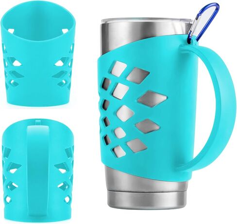 Silicone Sleeve Holder Grip for 20 oz Tumblers, Rambler Handler for 20 oz Tumbler Vacuum Insulated Coffee Mugs Silicone Grip Protective Sleeve Cover With Handle-Blue in Kuwait