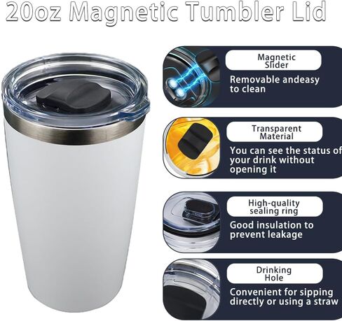 4 PCS Yeti 20 Oz Tumbler Lid with 4 Magnetic Slider Replacement, zxbaers Yeti Replacement Lids, Tumbler Lid Compatible for 20 oz Yeti Rambler, Ozark Trail, Old Style Rtic in Kuwait