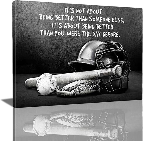 Tijuboni Baseball Pictures Decor Wall Art, Motivational Sports Canvas Prints Painting Baseball Poster Framed Artwork for Bathroom Bedroom Living Room Home 16"x20" in Kuwait