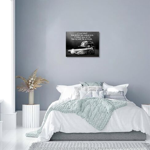 Tijuboni Baseball Pictures Decor Wall Art, Motivational Sports Canvas Prints Painting Baseball Poster Framed Artwork for Bathroom Bedroom Living Room Home 16"x20" in Kuwait