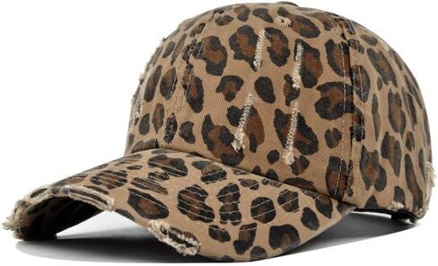 Women's Leopard Print Hat - Sun Protection Adjustable Cheetah Print Baseball Cap Trucker Hat for Outdoor in Kuwait