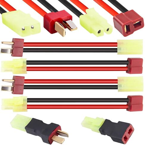 4 Pair T Plug to Mini for Tamiya Adapter, T Plug to for Mini Tamiya Male Female 16 Gauge 8cm Wire Connector for RC Car FPV ESC Controller RC Lipo Battery Charger in Kuwait