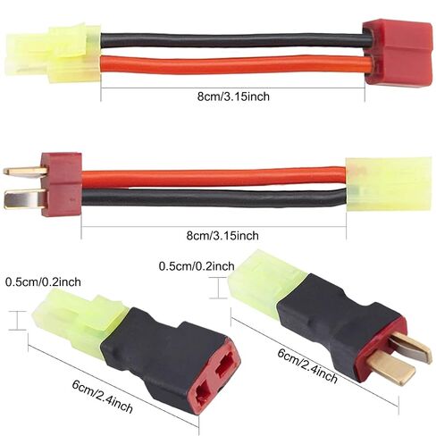 4 Pair T Plug to Mini for Tamiya Adapter, T Plug to for Mini Tamiya Male Female 16 Gauge 8cm Wire Connector for RC Car FPV ESC Controller RC Lipo Battery Charger in Kuwait