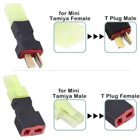 4 Pair T Plug to Mini for Tamiya Adapter, T Plug to for Mini Tamiya Male Female 16 Gauge 8cm Wire Connector for RC Car FPV ESC Controller RC Lipo Battery Charger in Kuwait