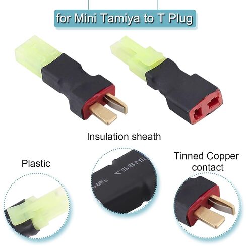 4 Pair T Plug to Mini for Tamiya Adapter, T Plug to for Mini Tamiya Male Female 16 Gauge 8cm Wire Connector for RC Car FPV ESC Controller RC Lipo Battery Charger in Kuwait