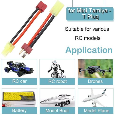 4 Pair T Plug to Mini for Tamiya Adapter, T Plug to for Mini Tamiya Male Female 16 Gauge 8cm Wire Connector for RC Car FPV ESC Controller RC Lipo Battery Charger in Kuwait