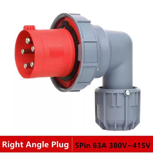 IEC60309 موصل صناعي مقاوم للماء الزاوية اليمنى التوصيل 5Pin 63A 380 فولت-415 فولت 3P + N + E مثبطات اللهب IP67 in Kuwait