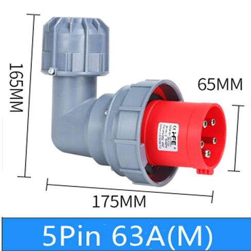 IEC60309 موصل صناعي مقاوم للماء الزاوية اليمنى التوصيل 5Pin 63A 380 فولت-415 فولت 3P + N + E مثبطات اللهب IP67 in Kuwait
