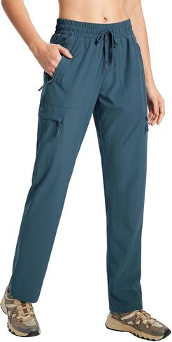 KWZ Womens Hiking Pants Lightweight Cargo Pants | Quick Dry Water Resistant Travel Casual Safari Golf Athletic Pants Zipper Pockets in Kuwait